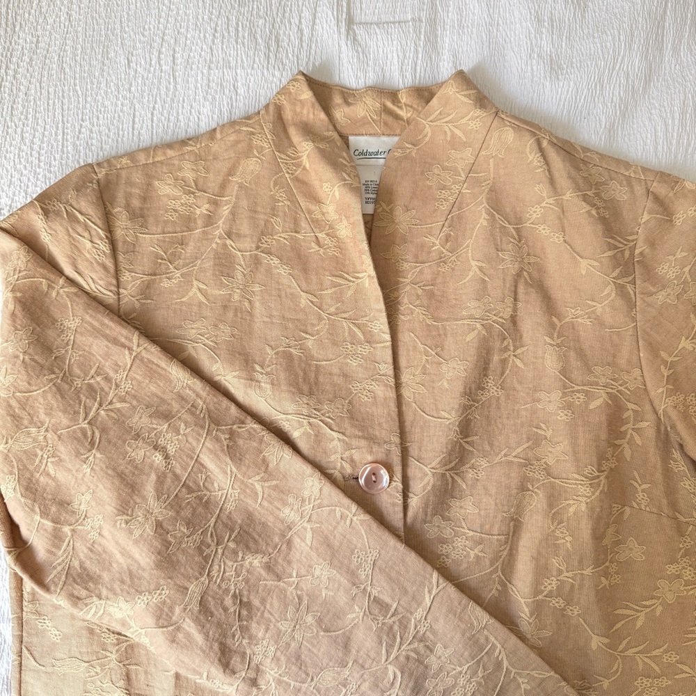 Coldwater Creek Women's Beige Floral Duster Jacket